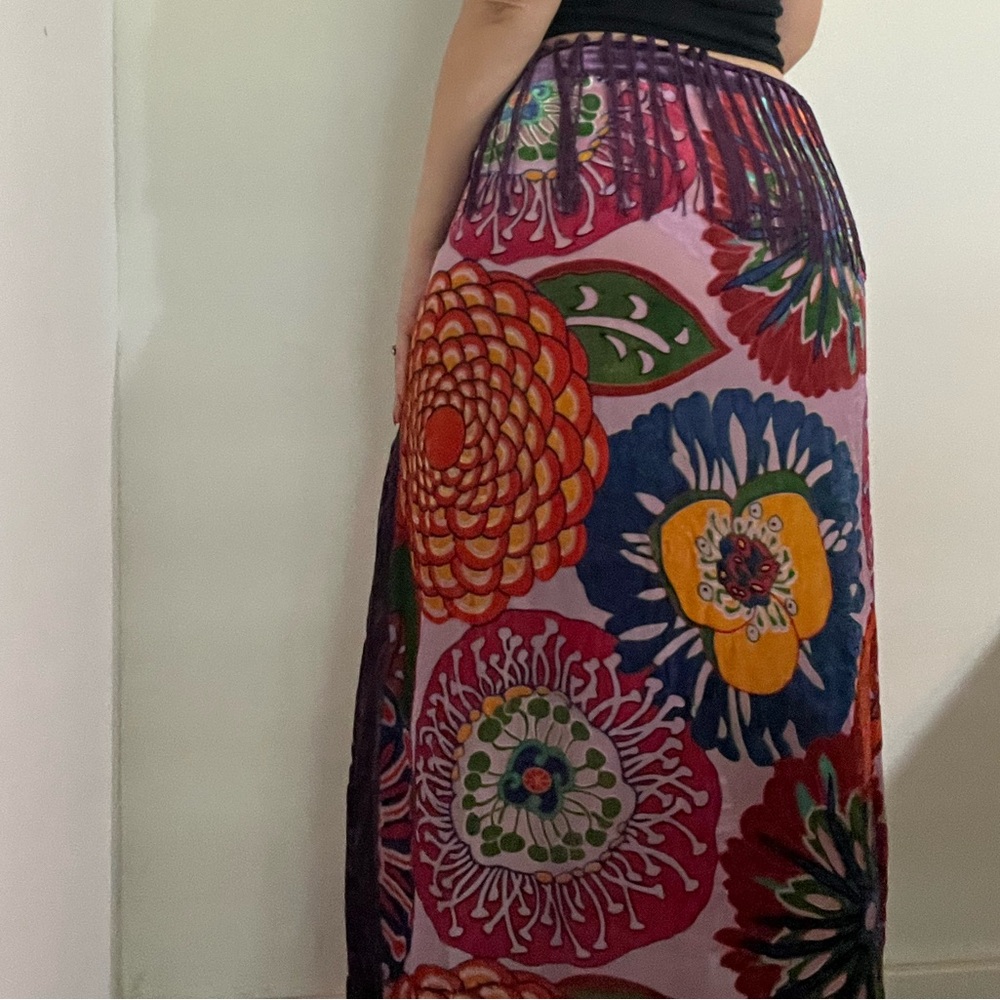 Vintage Silk velvet floral Shawl Scarf Wrap - Picture 6 of 9